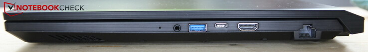 Derecha: puerto para auriculares, USB-A 3.0, USB-C 3.0, HDMI