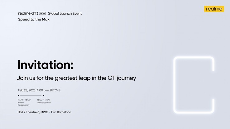 Realme publica su anuncio de lanzamiento del GT3 240W. (Fuente: Realme vía GSMArena)