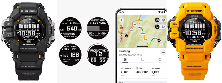 La conectividad Bluetooth permite el análisis de los datos de salud y la cartografía GPS de las caminatas. (Fuente: Casio)