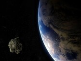 Ilustración de un artista que muestra un asteroide cerca de la Tierra.