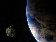 Ilustración de un artista que muestra un asteroide cerca de la Tierra.
