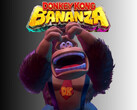 Un Donkey Kong agraviado fotografiado bajo el logotipo de Donkey Kong Bananza (Fuente de la imagen: Nintendo of America con modificaciones)