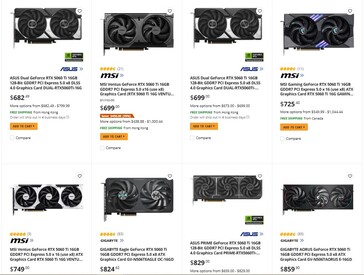 Precio de la RTX 5060 Ti de 16 GB en Newegg. (Fuente de la imagen: Newegg)