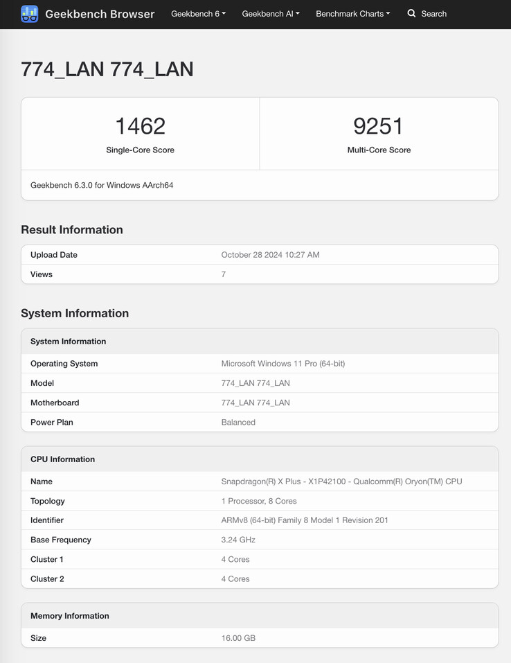 (Fuente de la imagen: Geekbench)