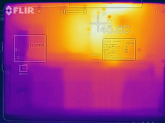 Temperaturas de la superficie de la carcasa inferior bajo carga