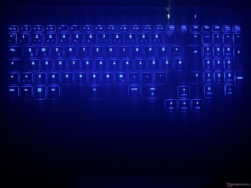 Retroiluminación del teclado (aquí en azul como ejemplo)