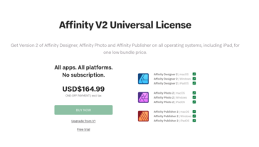 Precios universales de Affinity antes de que el sitio fuera retirado. (Fuente de la imagen: Affinity)