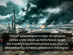 Las refinerías de petróleo de Turkmenistán en un juego de Battlefield. (Fuente de la imagen: temporyal en X)