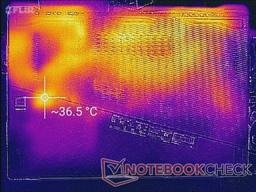 Sistema inactivo con punto caliente encima de la SSD M.2 (abajo)