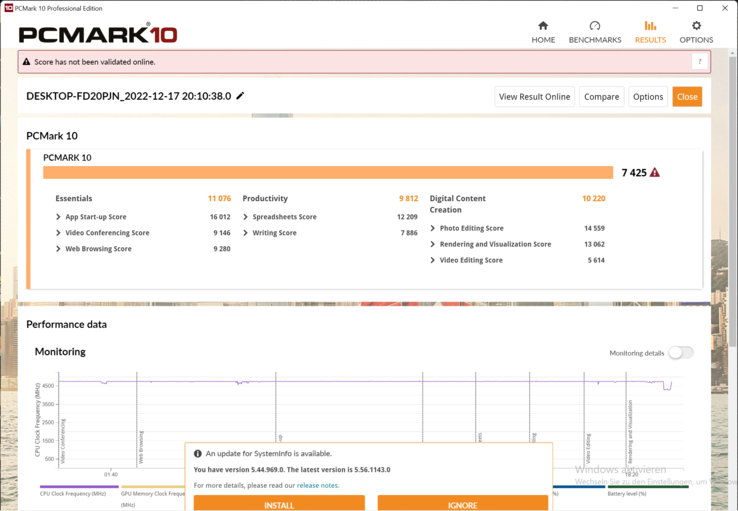 PCMark 10 @100 W CPU + GPU overclock