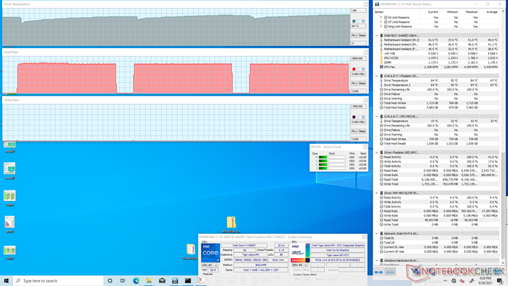 Datos vitales del sistema cuando se ejecuta DiskSpeed en un bucle