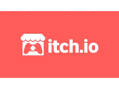 El logotipo de Itch.io sobre fondo rojo. (Fuente de la imagen: Itch.io)