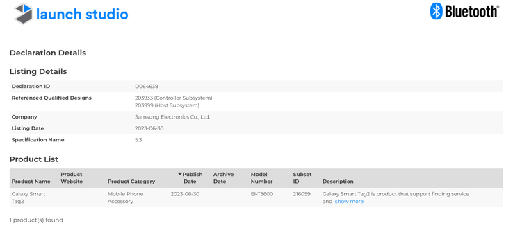 El "Galaxy S23 FE" y el "Tag2" aparecen en nuevas filtraciones. (Fuente: 3C vía MySmartPrice, Bluetooth SIG)