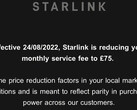 Los mensajes de reducción de precios (imagen: Starlink)