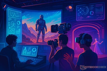 Un plató de cine futurista impulsado por la producción virtual, la IA y la tecnología de RV (Fuente de la imagen: OpenAI/DALL-E)
