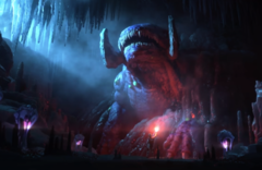 Captura de pantalla de Steam de Subnautica Below Zero que muestra un leviatán congelado en una cueva