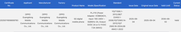 El Oppo Find X9 certificado. (Fuente de la imagen: certificación 3C)