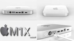 El Mac Mini M1X tiene un aspecto más elegante que la variante M1 de 2020 del mini PC. (Fuente de la imagen: @RendersbyIan - editado)