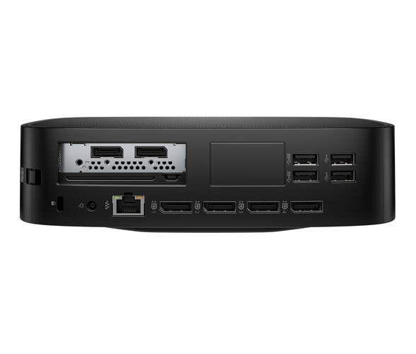 Parte trasera del cliente ligero HP Elite t755 (imagen vía HP)