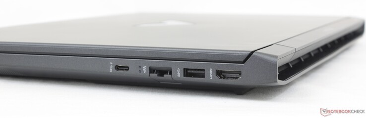 Derecha: USB-C (5 Gbps) con DisplayPort 1.4, Gigabit RJ-45, USB-A (5 Gbps), HDMI 2.1