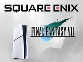 Logotipos de Square Enix y Final Fantasy 7 junto a PS5 (Fuente de la imagen: Square Enix, Sony PlayStation)