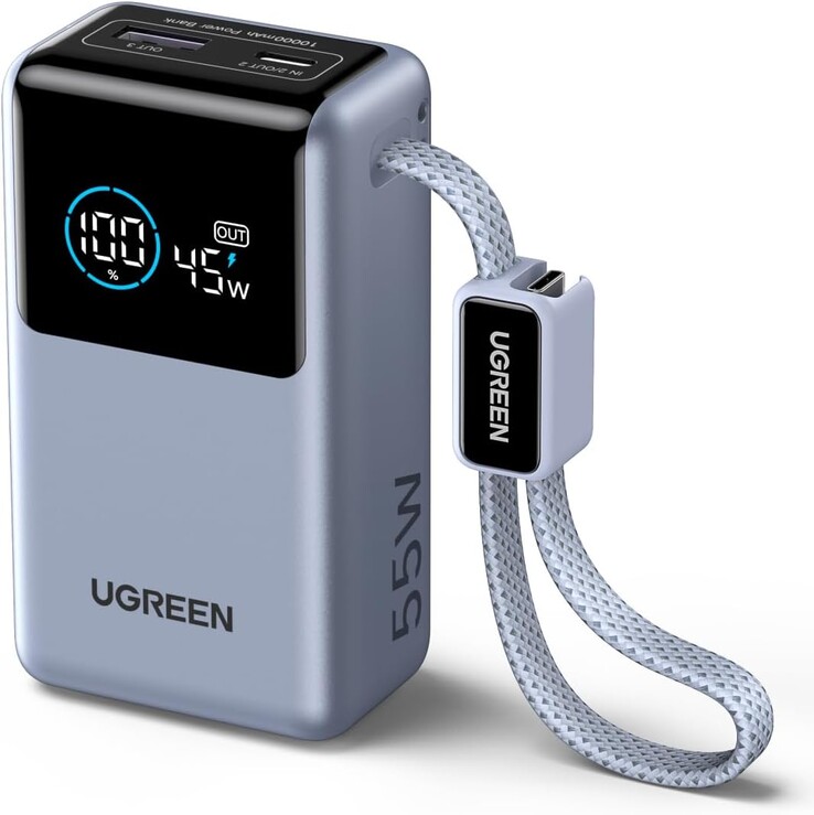 El Ugreen 55W Power Bank 10.000 mAh con cable integrado. (Fuente de la imagen: Amazon)