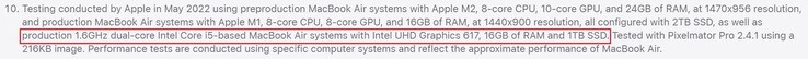 Pistas del SKU en la letra pequeña "Intel UHD Graphics 617". (Fuente de la imagen: Apple)