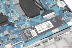 La SSD y la CPU tienen una refrigeración limitada probablemente debido al escaso peso objetivo del portátil Dynabook (Fuente de la imagen: Notebookcheck)