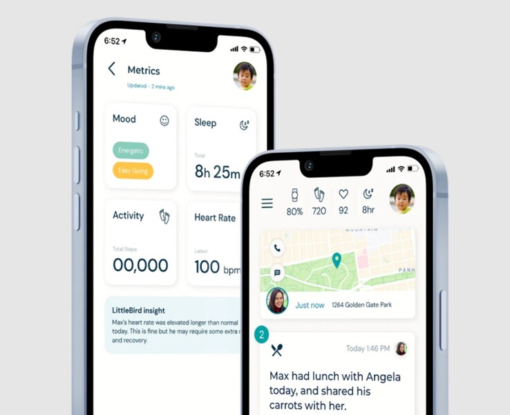 La aplicación Littlebird Marlon permite a los padres realizar un seguimiento de la frecuencia cardiaca del niño, su ubicación y mucho más en sus teléfonos. (Fuente: Littlebird Connected Care)