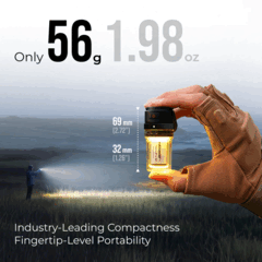 Linterna Flextail Zero con iluminación de 360 grados en modo linterna y modo linterna orientada hacia arriba