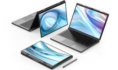 El portátil GPD DUO de doble pantalla admite GPU externas a través del puerto OCuLink (Fuente: GPD) 