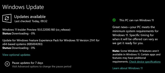 La notificación en la parte derecha de la aplicación Windows Update debería ser fácil de detectar (Imagen: Windows Latest)