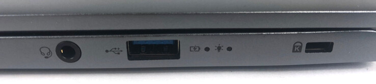 Derecha: 1 puerto combinado de auriculares/micrófono, 1 USB 3.2 Tipo-A, 1 Kensington