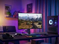 El monitor OLED para juegos Alienware AW2726DM de 27 pulgadas se muestra en el escritorio