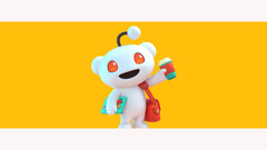 Material gráfico promocional de Reddit Pro con la mascota de la plataforma, Snoo, sobre un fondo amarillo. (Fuente de la imagen: Reddit)