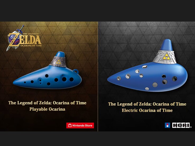 Las ocarinas acústicas (izquierda) y electrónicas (derecha) para el remake de *The Legend of Zelda: Ocarina of Time*.
