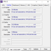 Información del sistema - CPU-Z Cache