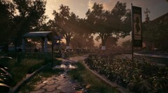 Un detallado entorno exterior de Mukti, que muestra la iluminación atmosférica y el diseño ambiental en el entorno de un museo (Fuente de la imagen: página web oficial de Mukti)