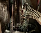 Primer plano del ordenador para videojuegos que fue fotografiado.