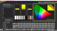 CalMAN ColorChecker (perfil: calibrado, espacio de color de destino: P3)