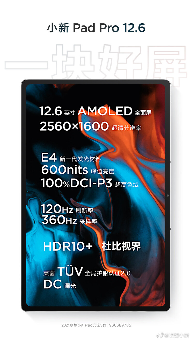 Un nuevo cartel de la Pad Pro 12.6. (Fuente: Lenovo Xiaoxin)