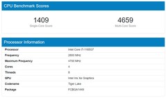 i7-1165G7 promedio. (Fuente de la imagen: Geekbench)