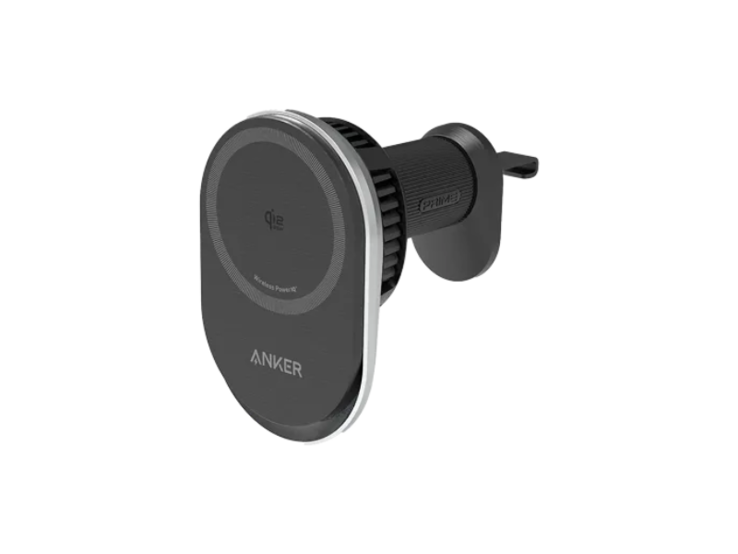 Una nueva imagen del cargador inalámbrico para coche Anker Prime en una combinación de colores negro/plata. (Fuente de la imagen: Anker)