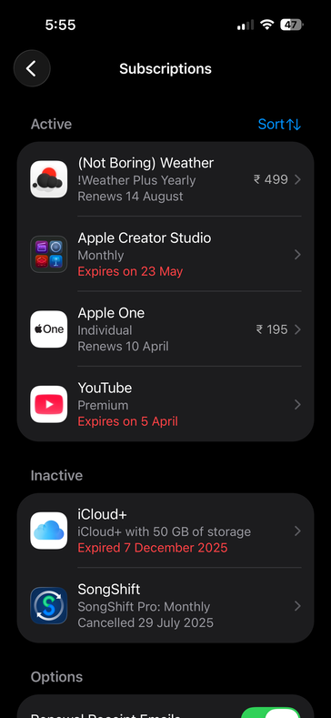 Yo pago 195 INR mensuales en la India por el paquete completo Apple One - los usuarios de EE.UU. tienen que pagar 19,95 $.