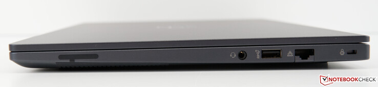 Derecha: clavija de 3,5 mm, USB 3.2 Gen2 Tipo-A, RJ45 (10/100/1000 Mbit/s)