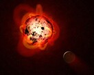 Ilustración artística que muestra un protoplaneta y una luna.