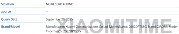 Listado de la base de datos GSMA que muestra los números de modelo de la Xiaomi 17T (Fuente de la imagen: XiaomiTime)