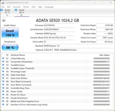 ADATA SE920 funciona con PCIe 4.0 x4