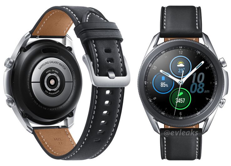 Una imagen a tamaño real de la fuga de Galaxy Watch 3 renderizada (Fuente de la imagen: @evleaks)