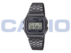 El Casio Vintage A158WETB-1A (en la imagen) tiene una caja negra cromada. (Fuente de la imagen: Casio)